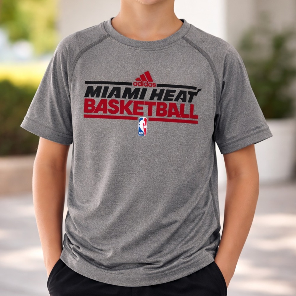 Official Adidas Miami Heat Basketball Tee | Youth M | NBA